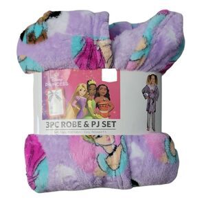 Character Girl's 3-Piece Super Soft Hooded Robe & Pajama Set - Disney Princess
